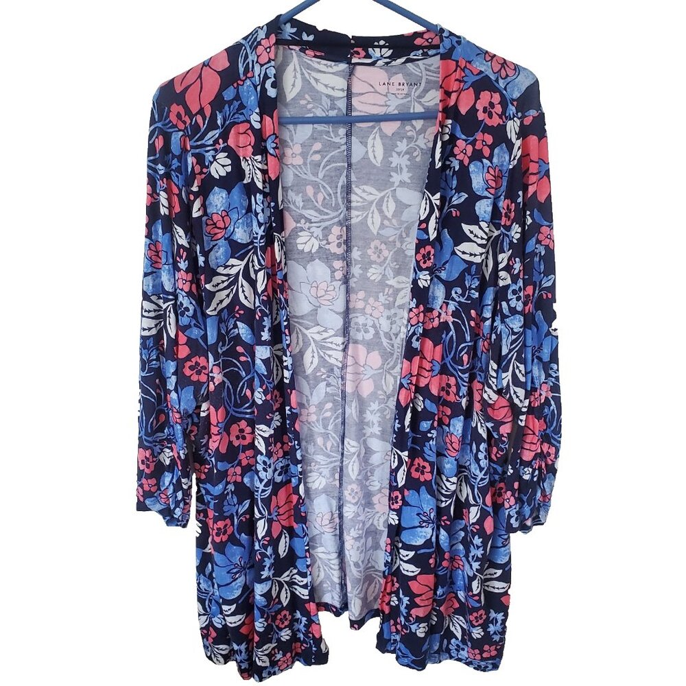 Lane Bryant Womens Floral Duster Open Front Cardigan Size 22/24 Boho Office
